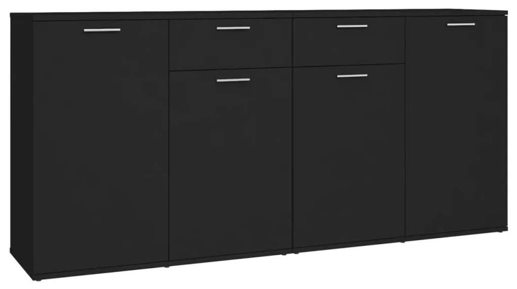 3074928 vidaXL Servantă, negru, 160x36x75 cm, lemn prelucrat