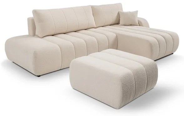 Colțar extensibil DESIO, cu spațiu de depozitare, pe partea dreaptă, bej