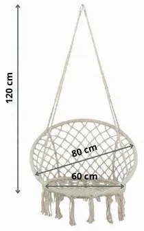 Scaun suspendat de grădină BOHO, 80 x 60 x 120 cm, gri