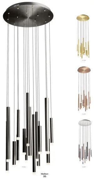 Lustră LED pe cablu Redo 01-2061 MADISON 16xLED/4W/230V crom lucios/negru/cupru