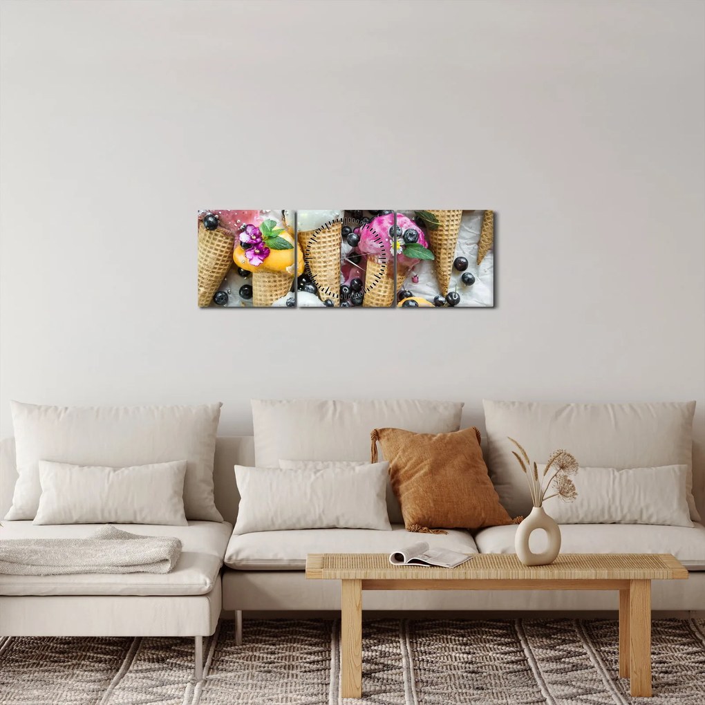 Tablou cu înghețată (cu ceas) (90x30 cm)