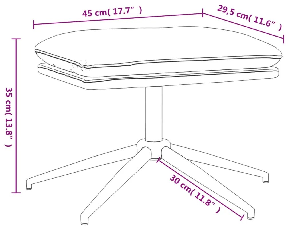 Taburet, maro, 45x29,5x39 cm, piele ecologica Maro, Picior cromat in forma de stea