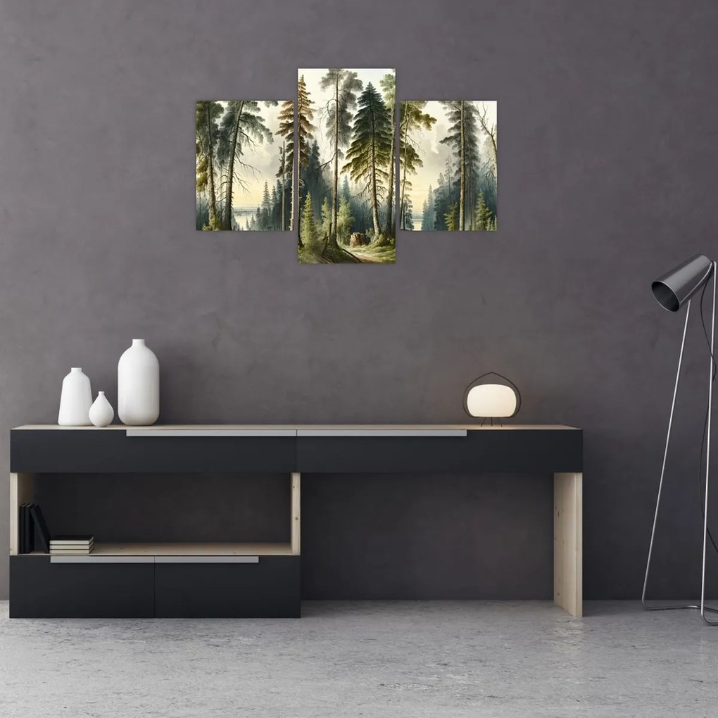 Tablou - Peisaj de epocă de păduri (90x60 cm)