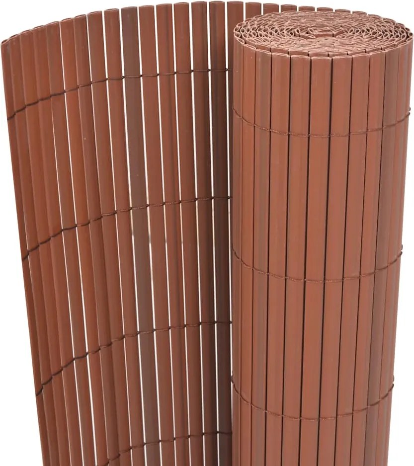 vidaXL Gard de grădină cu două fețe, maro, 90 x 500 cm, PVC