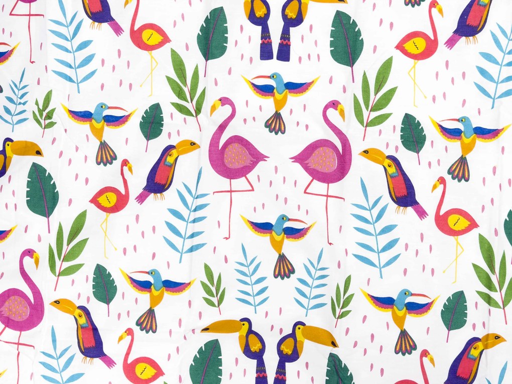Lenjerie de pat din bumbac pentru patut TROPICAL FLAMINGO alb Dimensiune lenjerie de pat: 45 x 65 cm | 90 x 135 cm