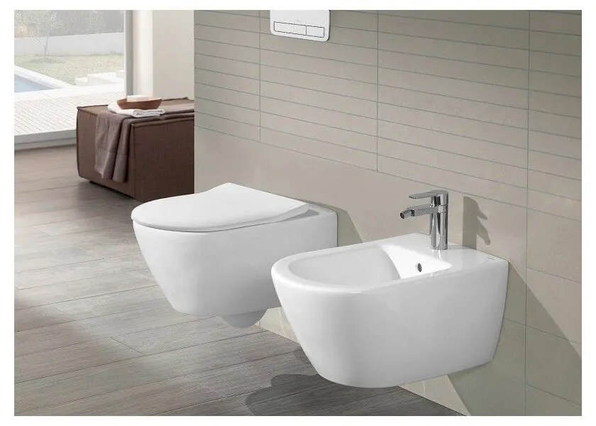 Set vas wc cu bideu suspendat Villeroy&Boch Subway 2.0 si capac slim soft close