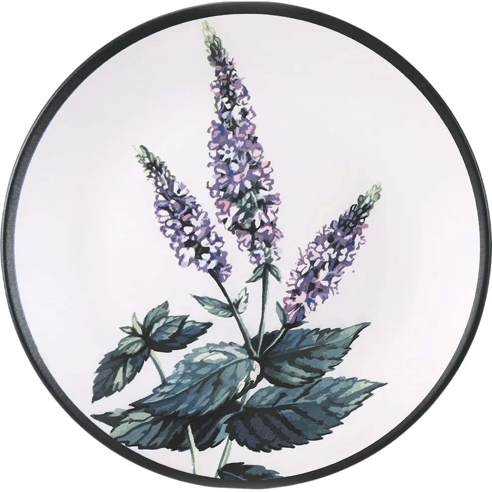 Set of 6 shallow stoneware plates Herbal 25 cm