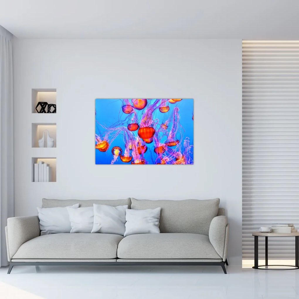 Tablou cu meduse în mare (90x60 cm)