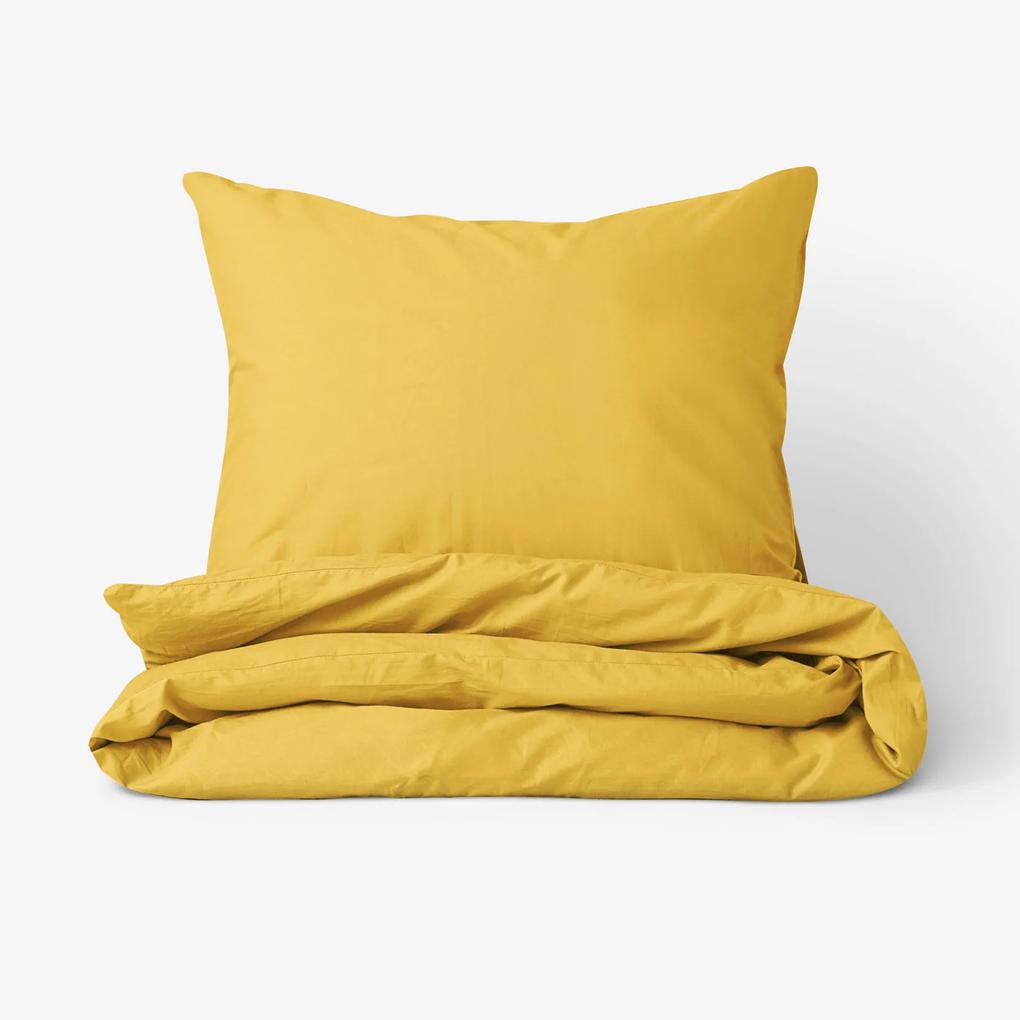 Goldea lenjerie de pat din 100% bumbac - galben-miere 140 x 200 și 50 x 70 cm