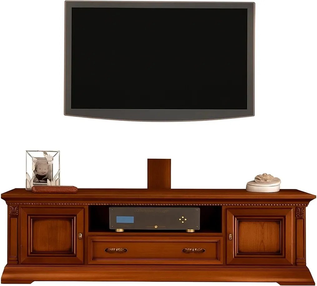 Comodă TV lemn masiv nuc Victoria Crem/, 170 × 51 × 50 cm