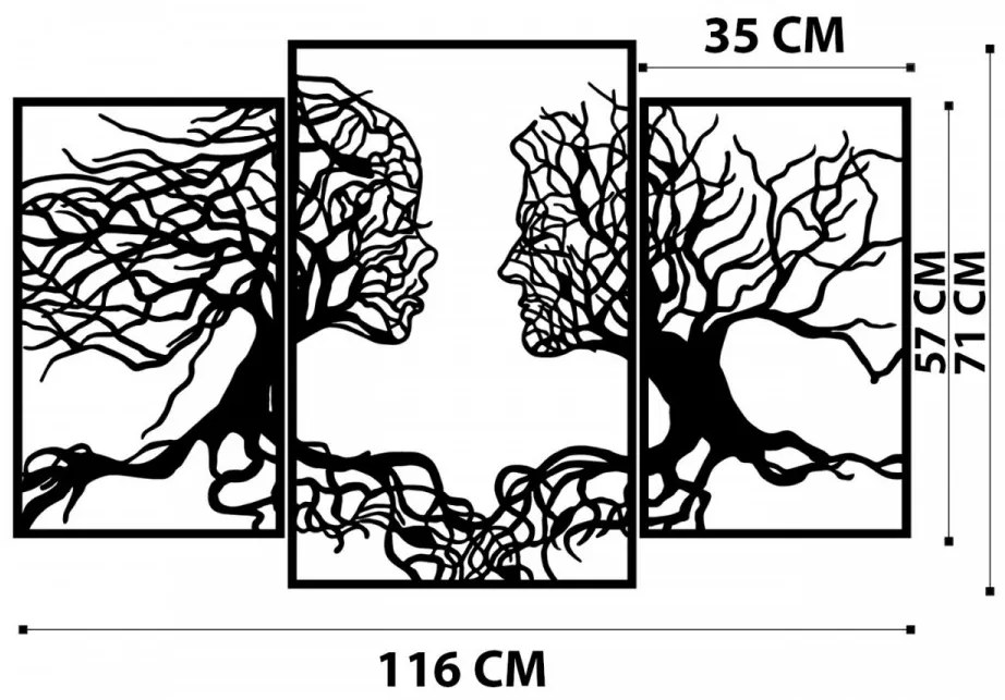 Accesoriu Decorativ de Perete Love Tree, Metal