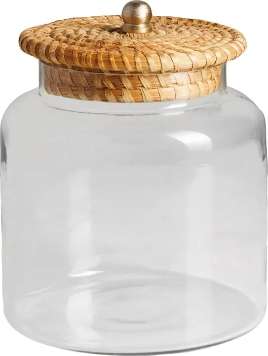 Borcan din sticla, cu capac din trestie de zahar, H19cm Provence