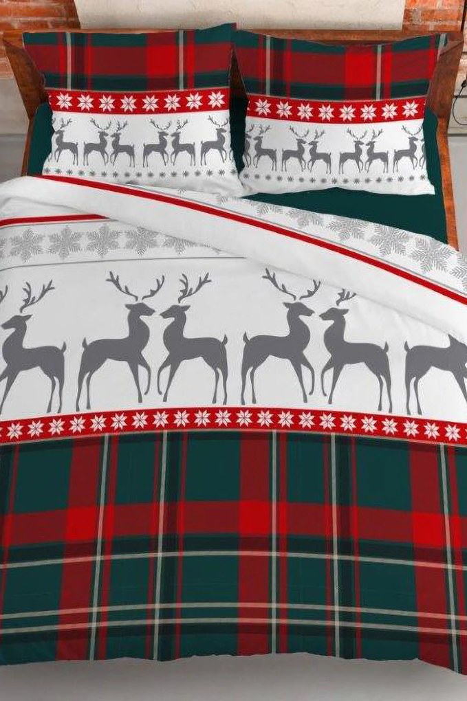 Lenjerie de pat Red Deer rosu-verde 140x200 cm