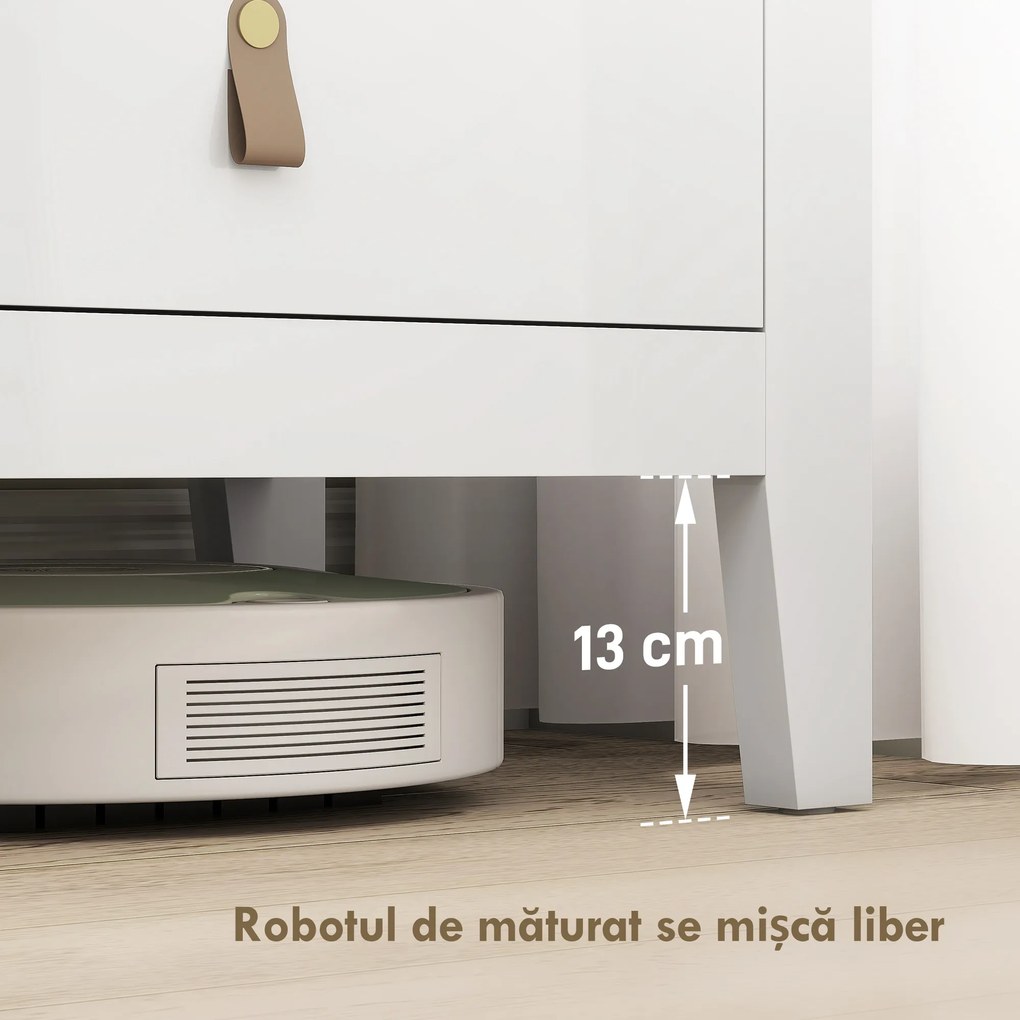 HOMCOM Comodă cu 6 Sertare și Mânere din Piele Ecologică Albă | Aosom Romania