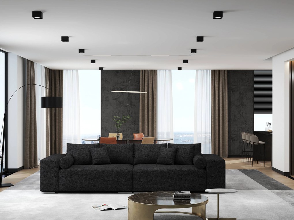 Canapea extensibilă dumonde cu ladă de depozitare si sezut confortabil din spuma high-density, Marbela Enjoy Black XXL 295x100 cm