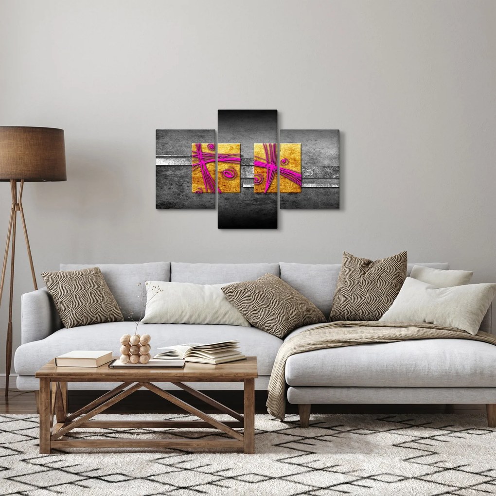 Tablou - Pătratr colorate pe fond negru (90x60 cm)