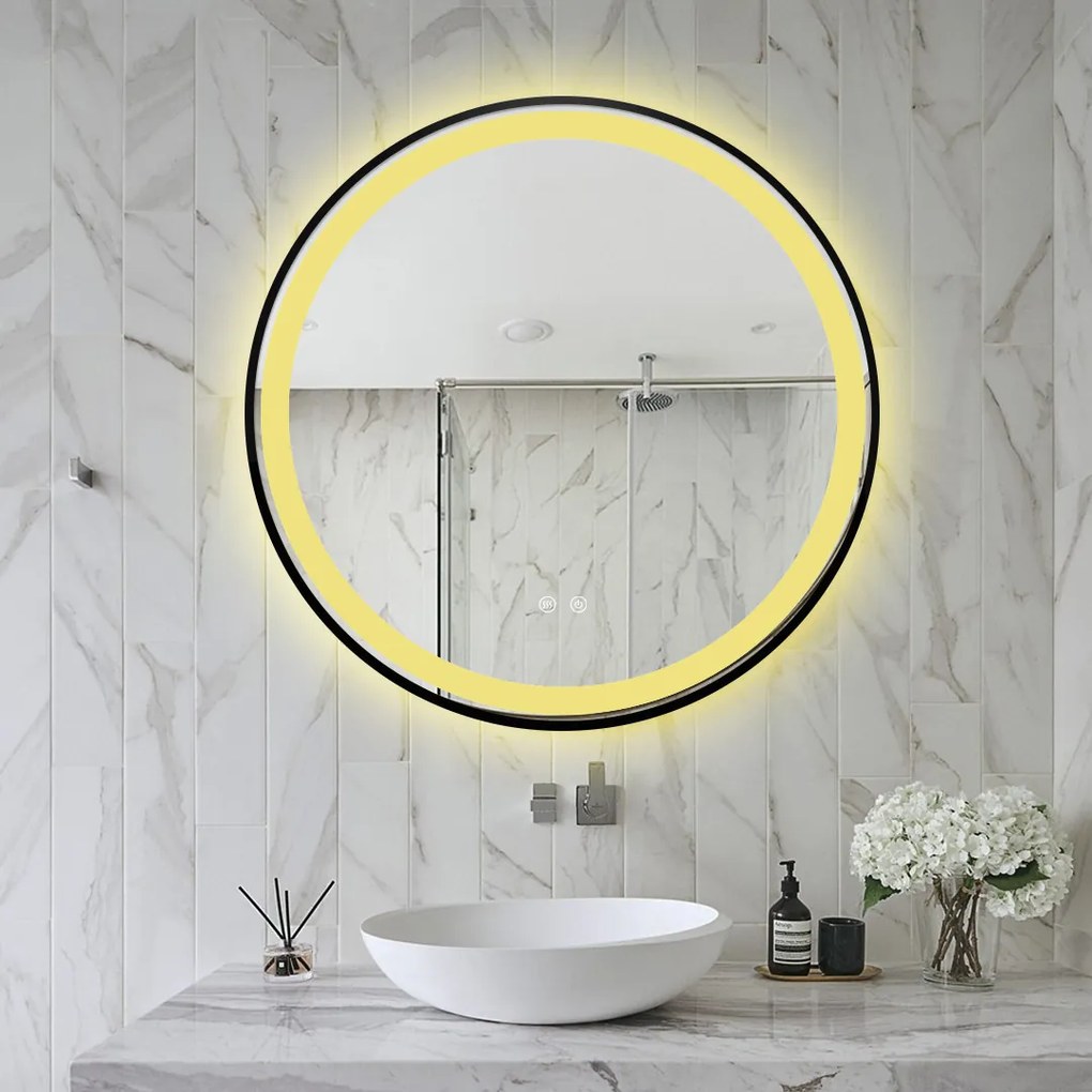 Oglinda led, Rotunda, 70cm, Esn10.1, lumina calda -rece