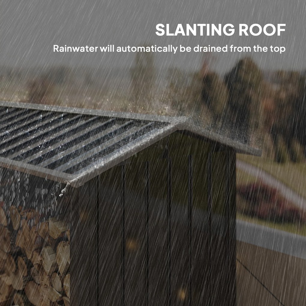 Outsunny Suport de Lemne cu Structură din Oțel Galvanizat 240x86x160cm Negru | Aosom Romania