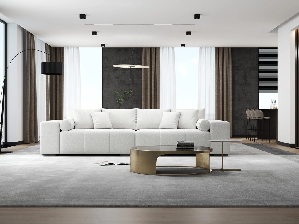 Canapea extensibilă dumonde cu ladă de depozitare si sezut confortabil din spuma high-density, Marbela Euphoria Ivory XXL 295x100 cm