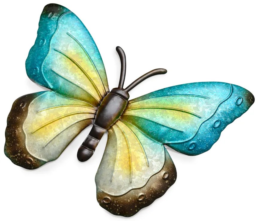 Decoratiune de perete din metal fluture BUTTERFLY 30 cm - diverse culori Culoare: Albastru