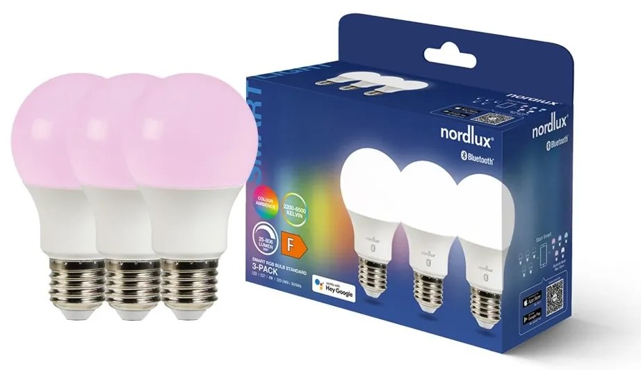 Set de 3 becuri Smart LED RGB E27 A60 8W 2200-6500K 806Lm White