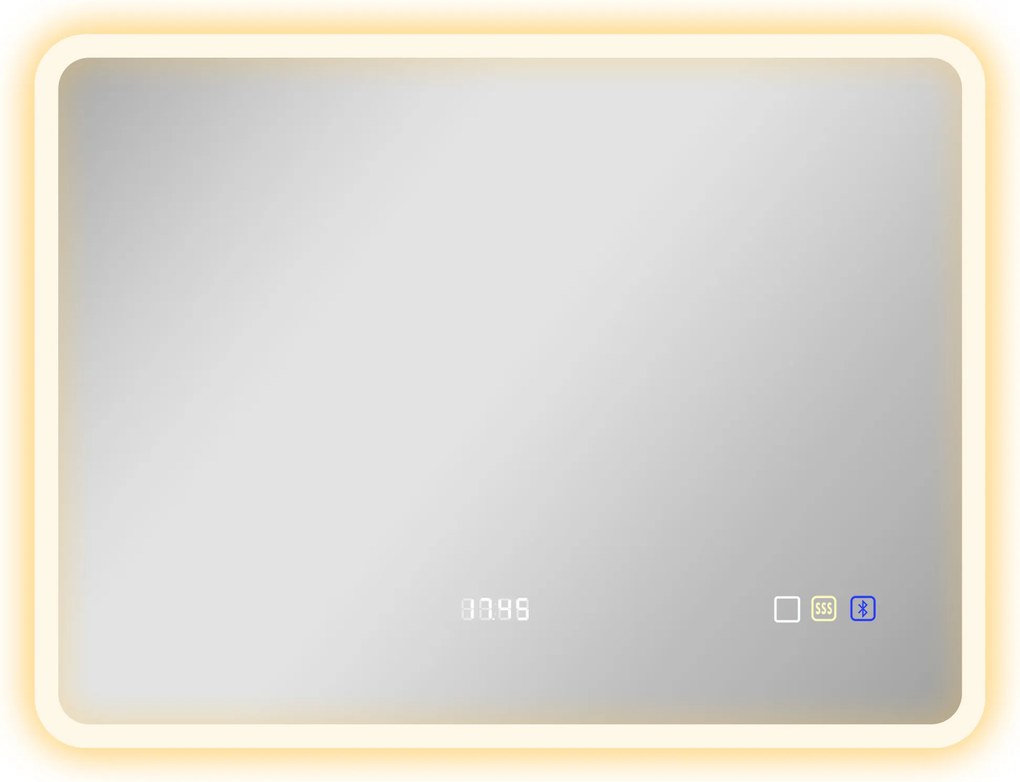 HOMCOM Oglindă LED pentru Baie cu Bluetooth, Iluminare Reglabilă și Funcție de Memorare, din Sticlă Securizată, 80x60x3,5 cm | Aosom Romania