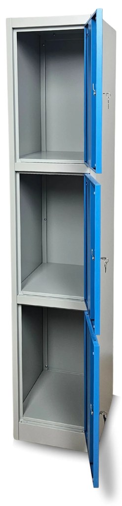 Dulap metalic - 3 cutii, 38 x 45 x 185 cm, blocare, galben - ral 1023