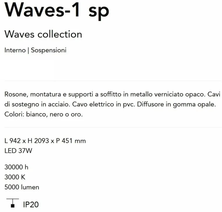 Lustra LED suspendata Waves-1 sp negru