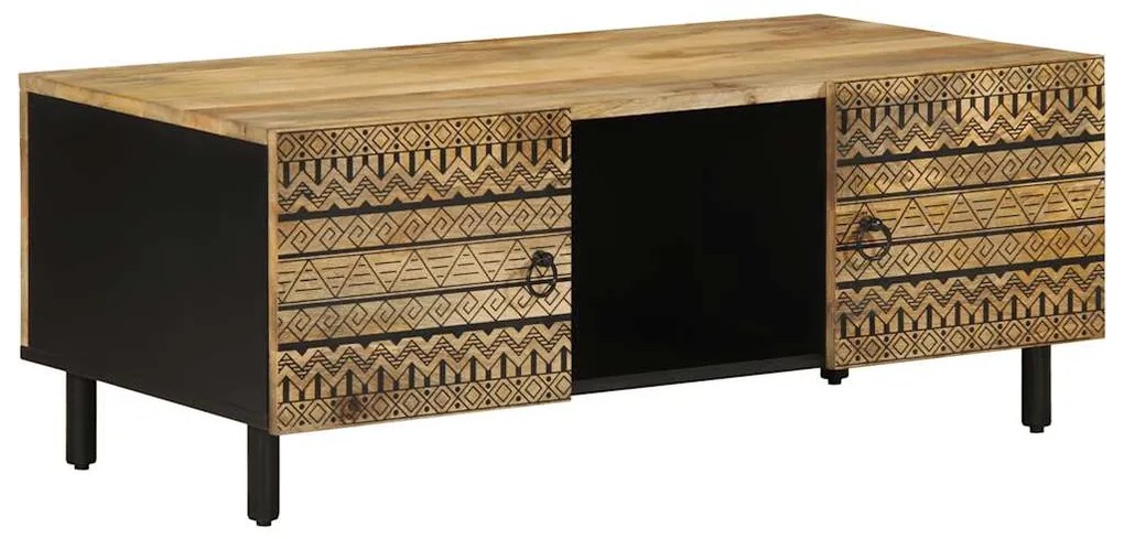 vidaXL Măsuță de cafea, negru, 100x54x40 cm, lemn masiv brut de mango