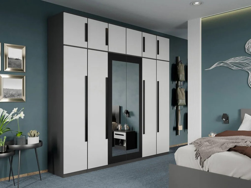 Set mobila dormitor complet Alb/Gri antracit Oasis C09