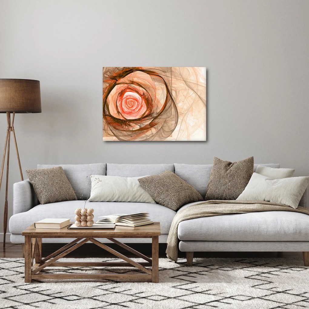 Tablou - Abstract trandafir roz cu fundal alb (70x50 cm)