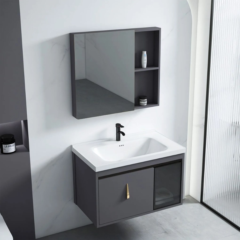 Set mobilier de baie cu lavoar Paris 60cm Grey