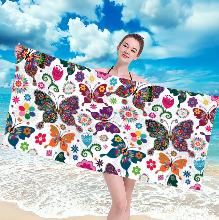 Prosop de plajă cu fluturi colorați Lățime: 100 cm | Lungime: 180 cm
