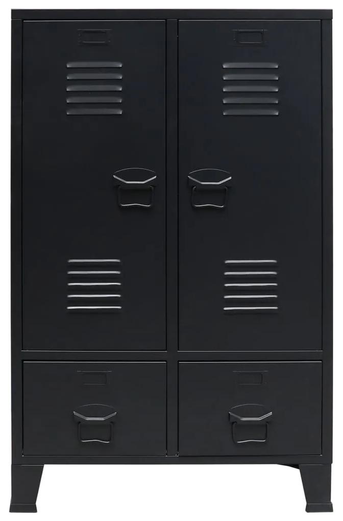 Șifonier, stil industrial, 67 x 35 x 107 cm, negru, metal