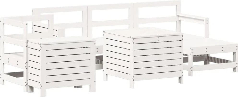 vidaXL Set canapea de grădină, 7 piese, alb, lemn masiv de pin