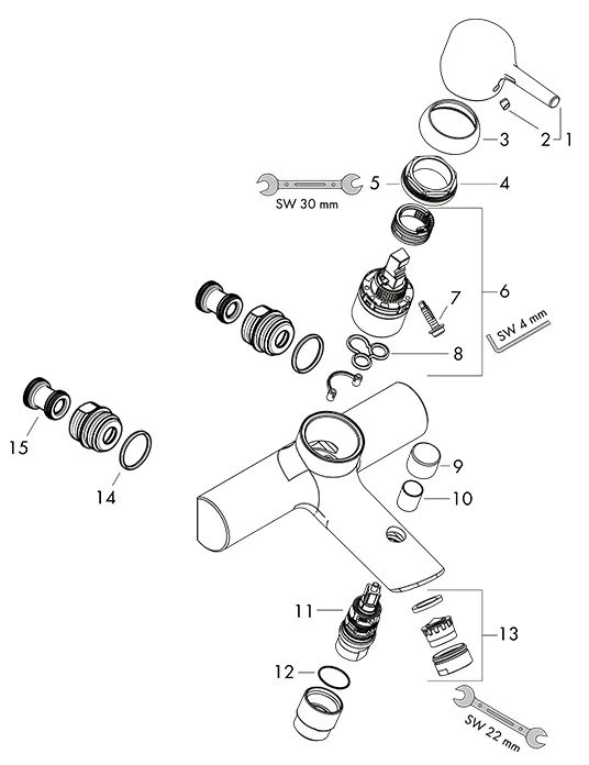 Baterie cada-dus Hansgrohe, Talis Select S, crom