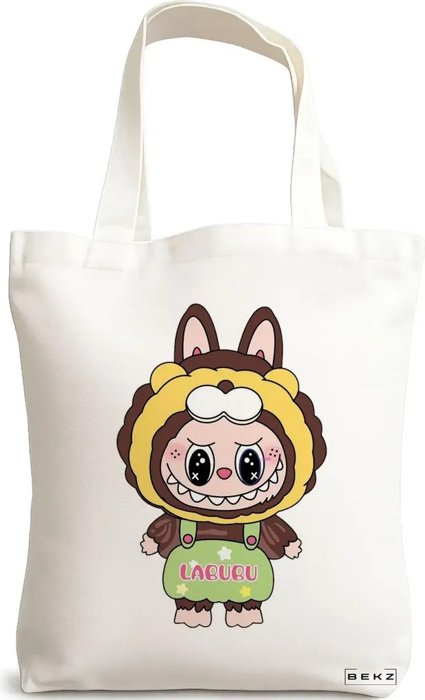 Sacosa de Panza pentru Cumparaturi, Geanta Tote, model Labubu 20 38 x 34.5 cm, Alba, BEKZ®