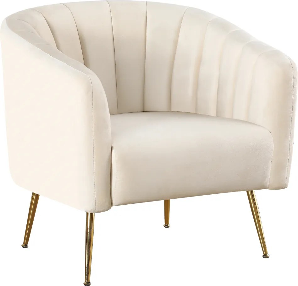 Fotoliu de design, ţesătură Velvet bej/gold crom-auriu, BAGY