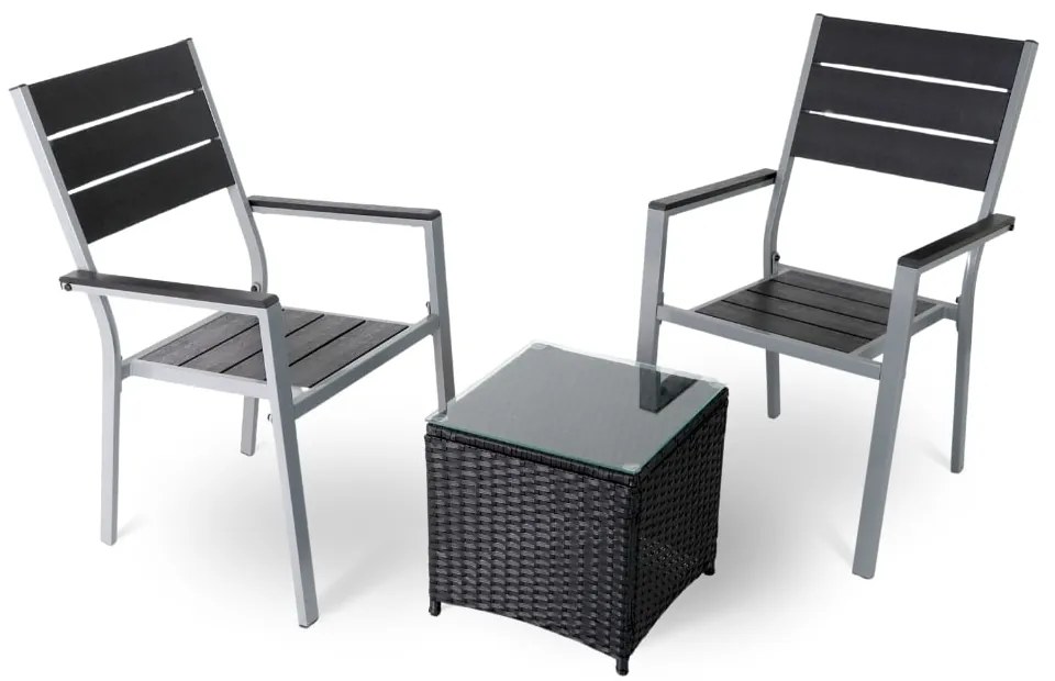 Set balcon gradina Renio - 2 locuri, negru/gri