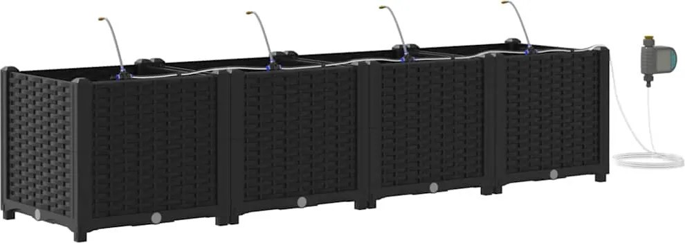 vidaXL Vază pentru Grădină 4 pcs Negru Oțel