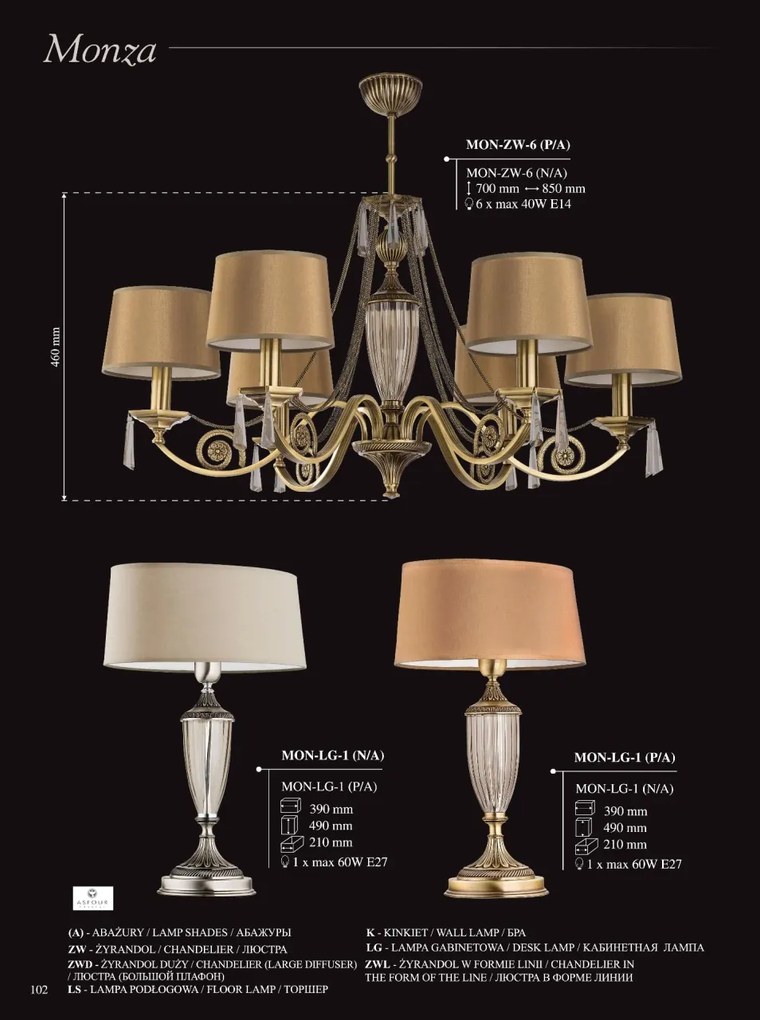 Lustra design clasic cristal Asfour Monza