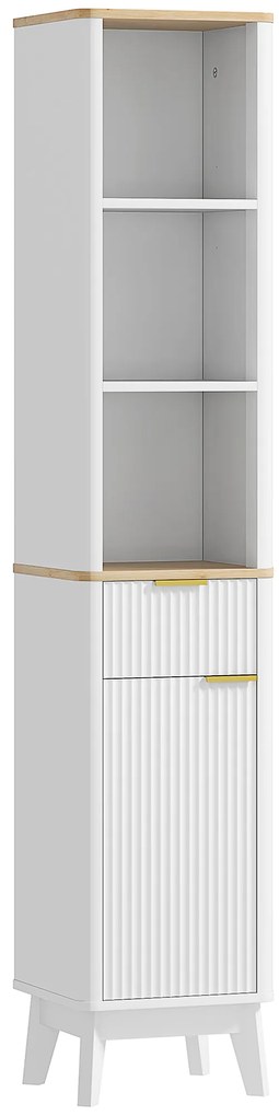 HOMCOM Dulap baie mobilier baie cu coloană cu 3 rafturi, sertar și 2 rafturi ajustabile 33 x 30 x 170 cm alb | Aosom Romania