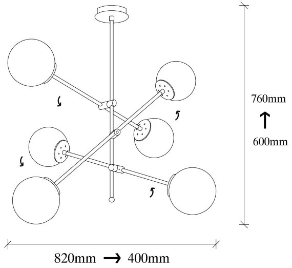 Lustră pe tijă MARTI 6xE27/100W/230V