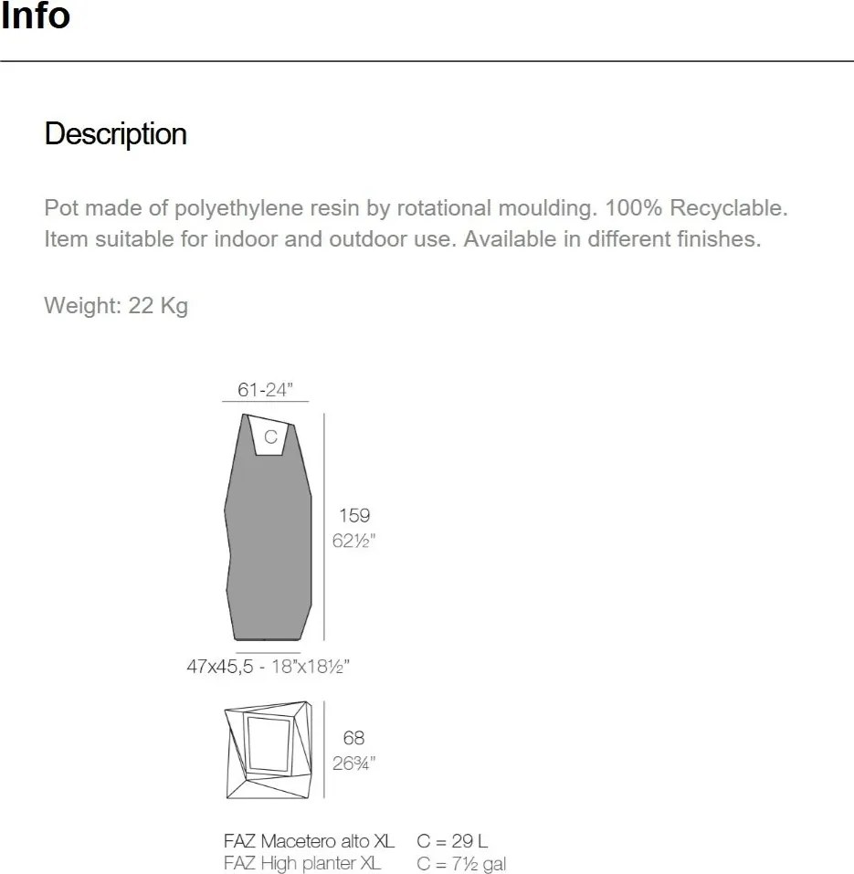 Ghiveci / Jardiniera plante design decorativ modern FAZ PLANTER XL III