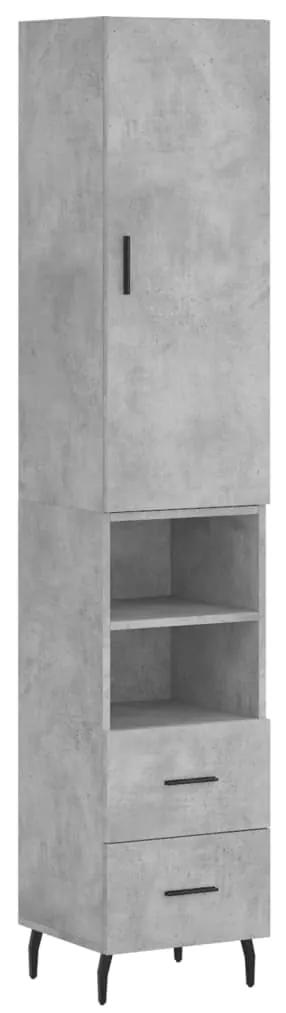 3198933 vidaXL Dulap înalt, gri beton, 34,5x34x180 cm, lemn prelucrat