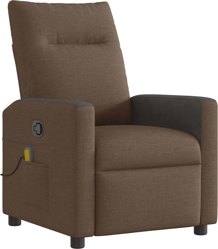 vidaXL Fotoliu de masaj rabatabil, maro, material textil