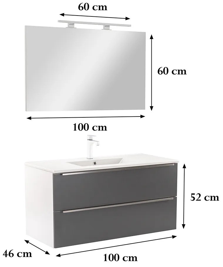 Mobilier complet de baie Vario Trim 100 alb-antracit