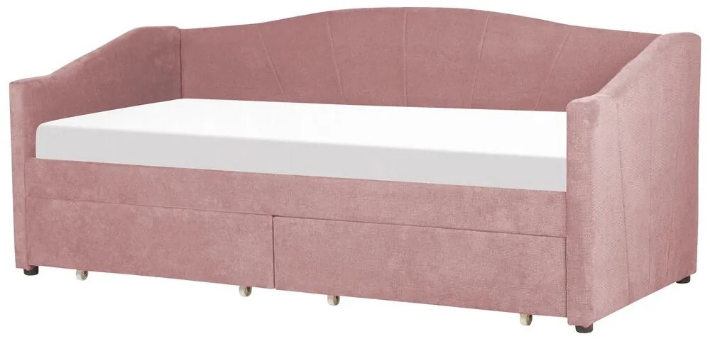 Pat de o persoană 200 x 90 cm Vitto (roz) (cu somieră și sp. depozitare). 1076505