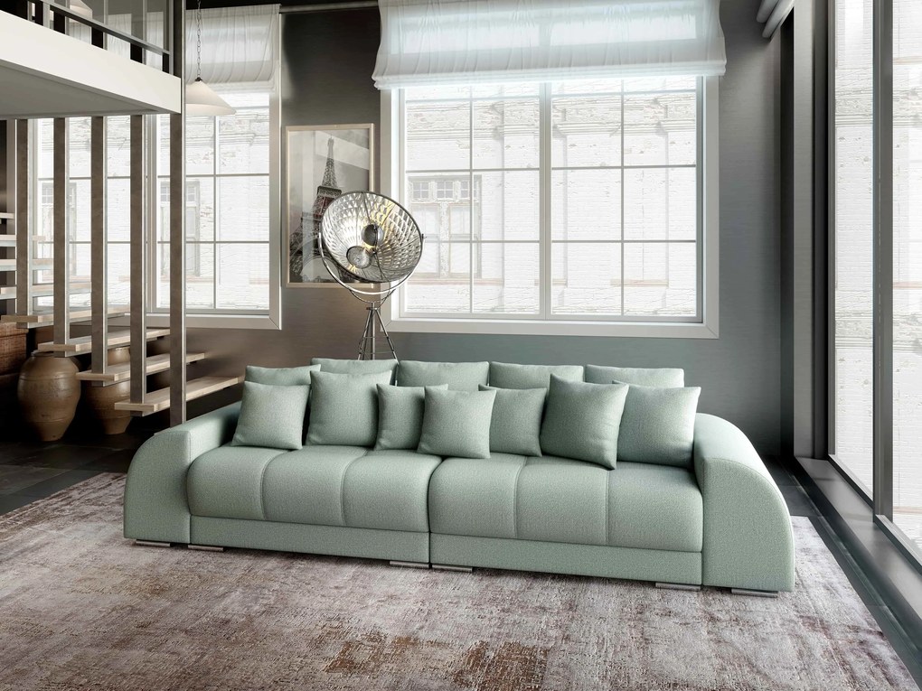 Canapea extensibilă dumonde cu 2 lăzi de depozitare si sezut confortabil din spuma high-density, Verona Enjoy Mint 310x100 cm