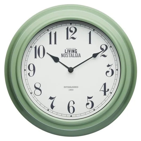 Ceas de perete Kitchen Craft Living Nostalgia, verde, ⌀ 25,5 cm